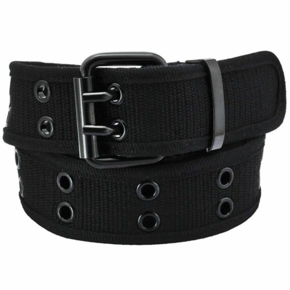 Premium Double Row Black Belt 2 Hole Canvas SizeXL